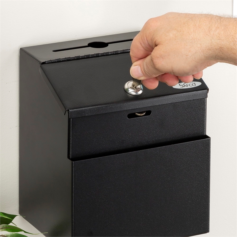Safco Black Locking Suggestion Box in Black