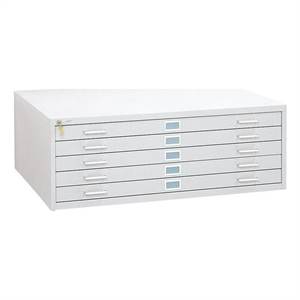 Safco Modern 5-Drawer Metal Flat File Cabinet in White
