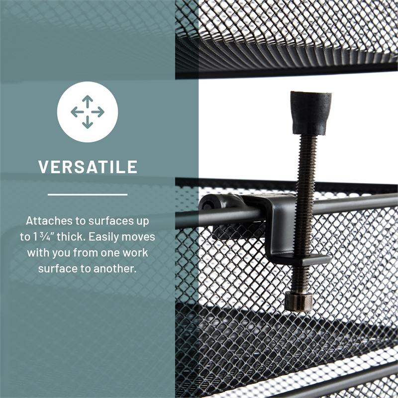 Safco Onyx Horizontal Hanging Metal Desk Organizer in Black