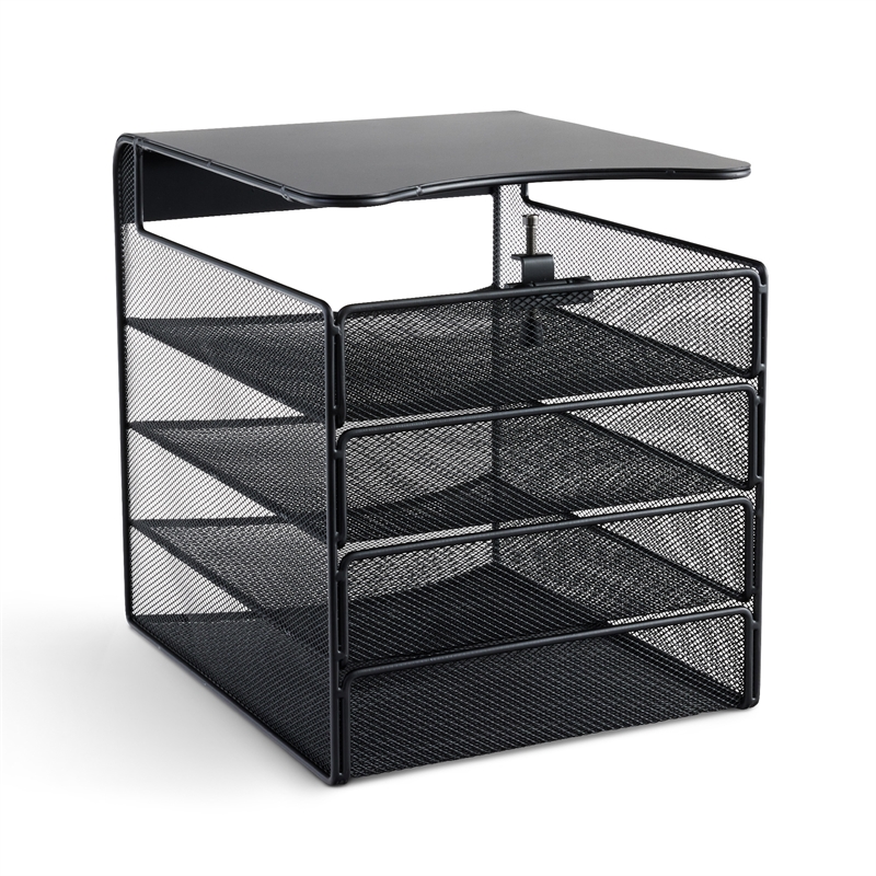Safco Onyx Solid Top Horizontal With Hanging Metal Steel Desk Organizer In Black