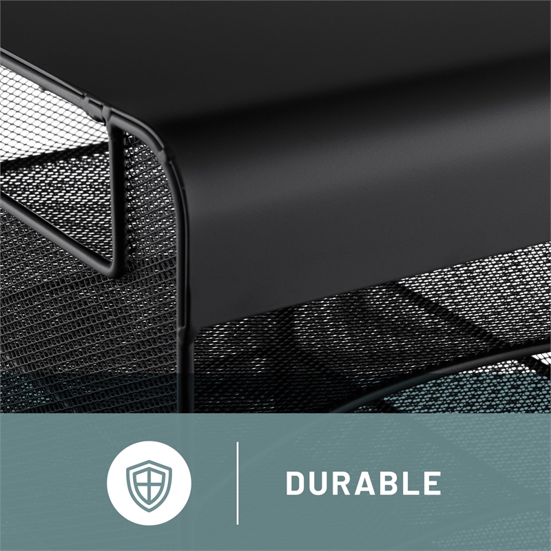 Safco Onyx Solid Top Horizontal With Hanging Metal Steel Desk Organizer In Black