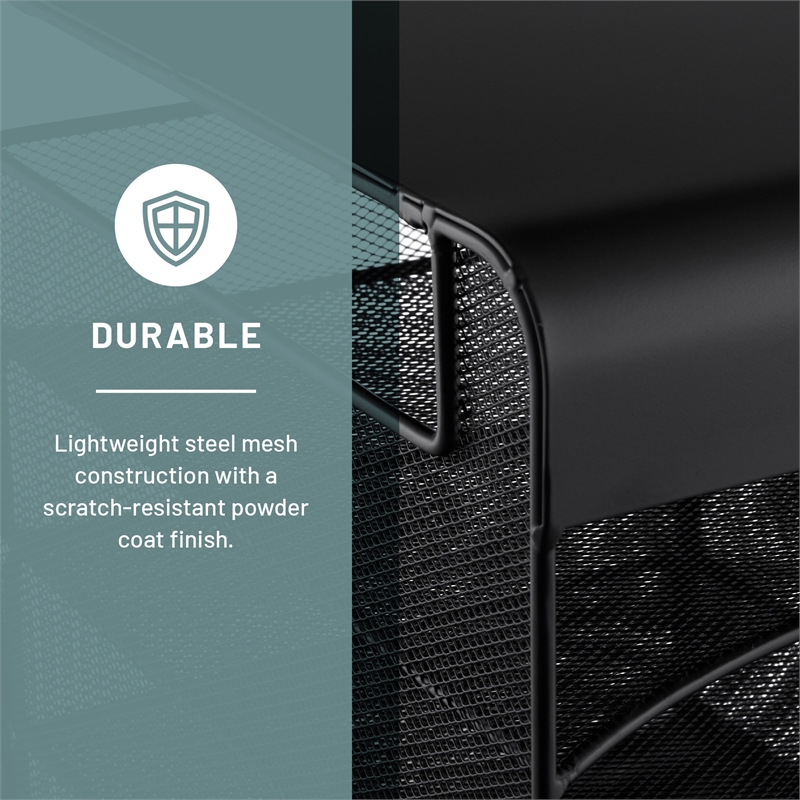 Safco Onyx Solid Top Horizontal With Hanging Metal Steel Desk Organizer In Black