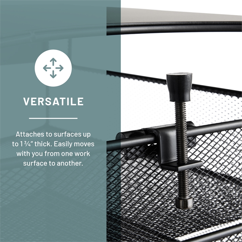 Safco Onyx Solid Top Horizontal With Hanging Metal Steel Desk Organizer In Black