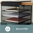 Safco Onyx Solid Top Horizontal With Hanging Metal Steel Desk Organizer In Black