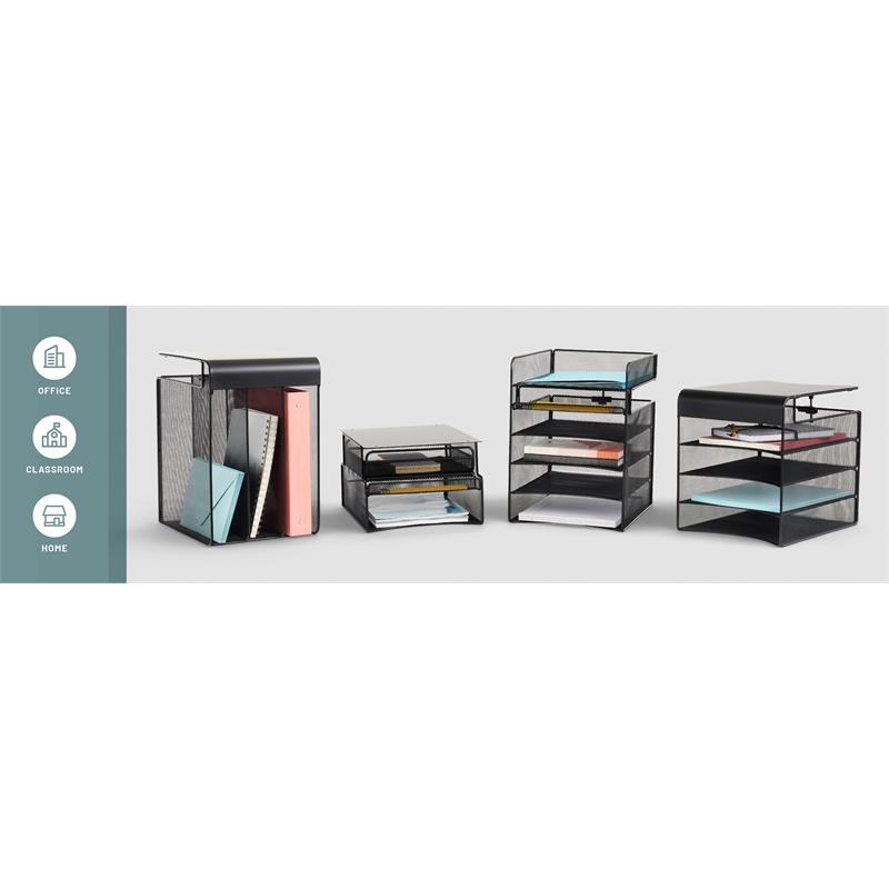 Safco Onyx Solid Top Horizontal With Hanging Metal Steel Desk Organizer In Black