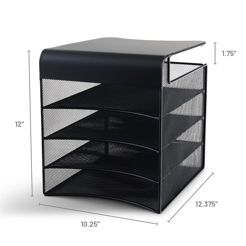 Safco Onyx Solid Top Horizontal With Hanging Metal Steel Desk Organizer In Black