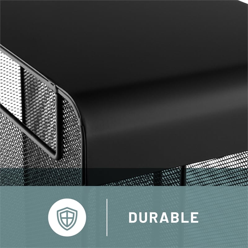 Safco Onyx Solid Top Vertical Hanging Steel Metal Desk Organizer in Black