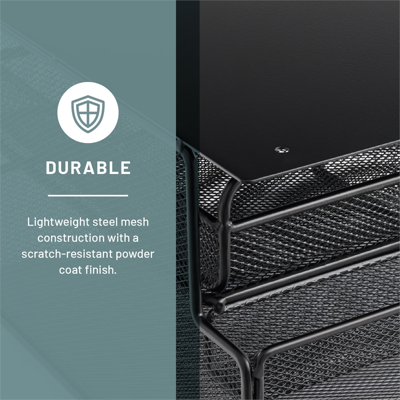 Safco Onyx Mountable Hanging Metal Desk Organizer in Black Finish