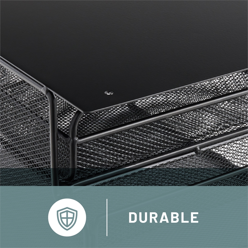 Safco Onyx Mountable Hanging Metal Desk Organizer in Black Finish