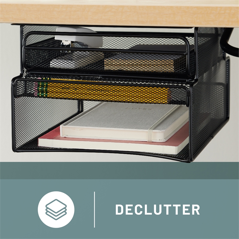 Safco Onyx Mountable Hanging Metal Desk Organizer in Black Finish