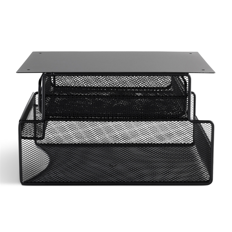 Safco Onyx Mountable Hanging Metal Desk Organizer in Black Finish