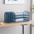 Safco Onyx Steel Metal Desk Organizer in Blue Finish