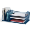 Safco Onyx Steel Metal Desk Organizer in Blue Finish