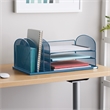 Safco Onyx Steel Metal Desk Organizer in Blue Finish