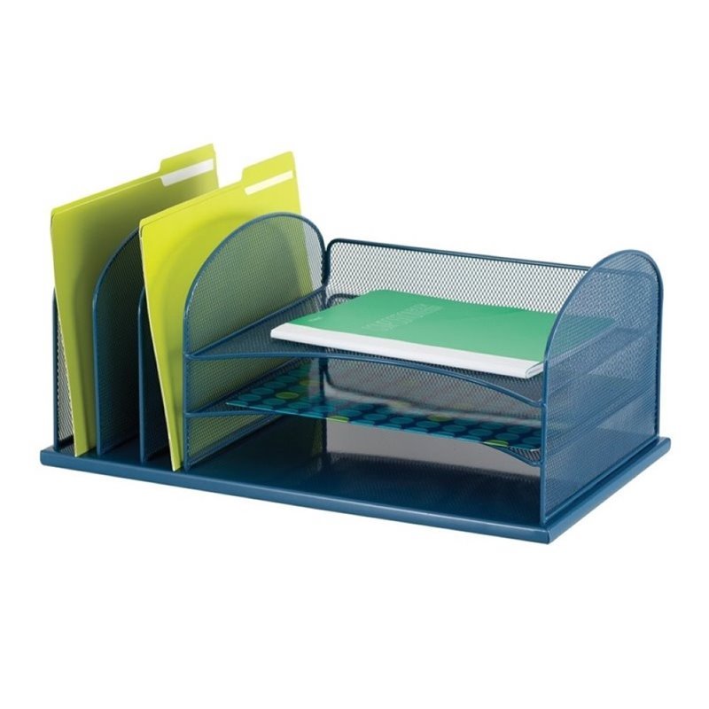 Safco 3254bu Onyx Desk Organizer 3 Horizontal Upright Sections Safco 3254bu Onyx Desk Organizer 3