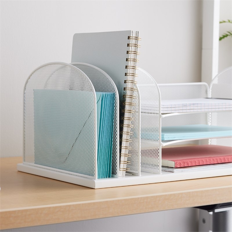 Safco Onyx Steel Metal Desk Organizer in White Finish