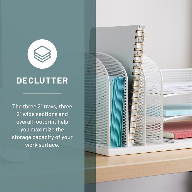 Safco Onyx Steel Metal Desk Organizer in White Finish