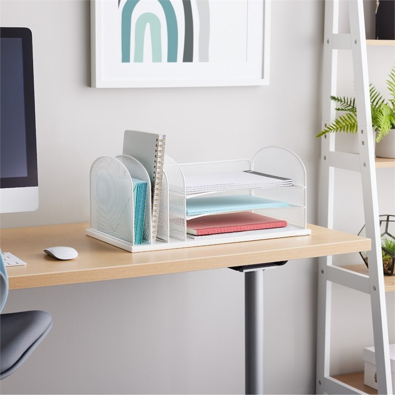 Safco Onyx Steel Metal Desk Organizer in White Finish
