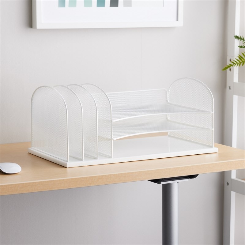 Safco Onyx Steel Metal Desk Organizer in White Finish
