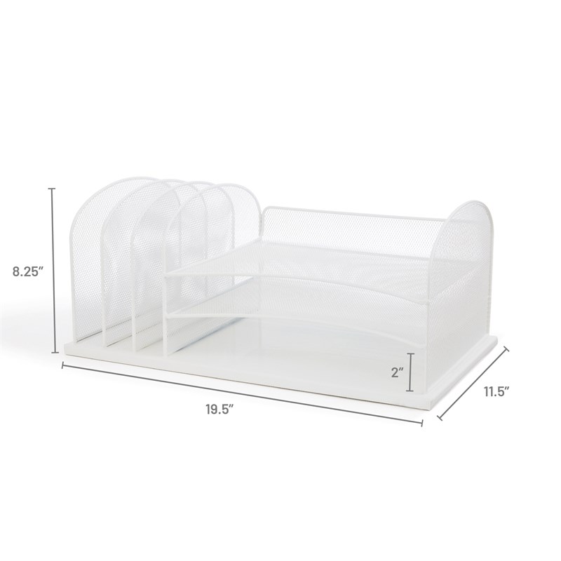 Safco Onyx Steel Metal Desk Organizer in White Finish