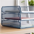 Safco Onyx 3 Tray Steel Metal Desk Organizer in Blue Finish