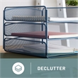 Safco Onyx 3 Tray Steel Metal Desk Organizer in Blue Finish