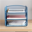 Safco Onyx 3 Tray Steel Metal Desk Organizer in Blue Finish