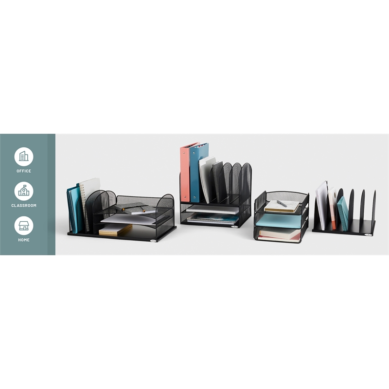 Safco Onyx 3 Tray Steel Metal Desk Organizer in Blue Finish