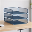 Safco Onyx 3 Tray Steel Metal Desk Organizer in Blue Finish