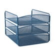 Safco Onyx 3 Tray Steel Metal Desk Organizer in Blue Finish