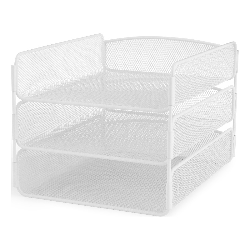 Safco Onyx 3 Tray Steel Metal Desk Organizer in White