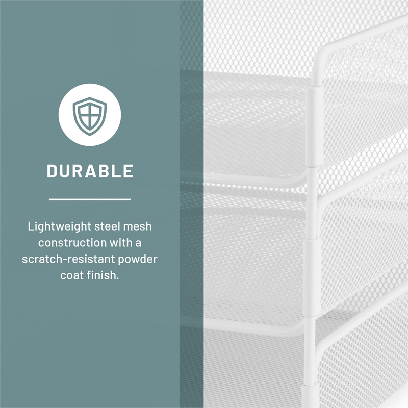 Safco Onyx 3 Tray Steel Metal Desk Organizer in White