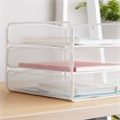 Safco Onyx 3 Tray Steel Metal Desk Organizer in White