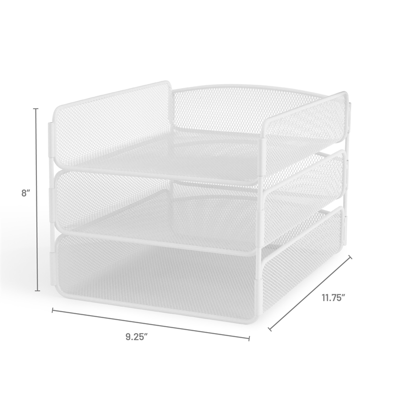 Safco Onyx 3 Tray Steel Metal Desk Organizer in White