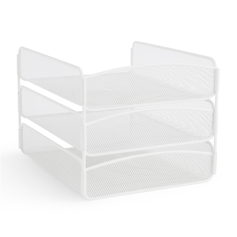 Safco Onyx 3 Tray Steel Metal Desk Organizer in White