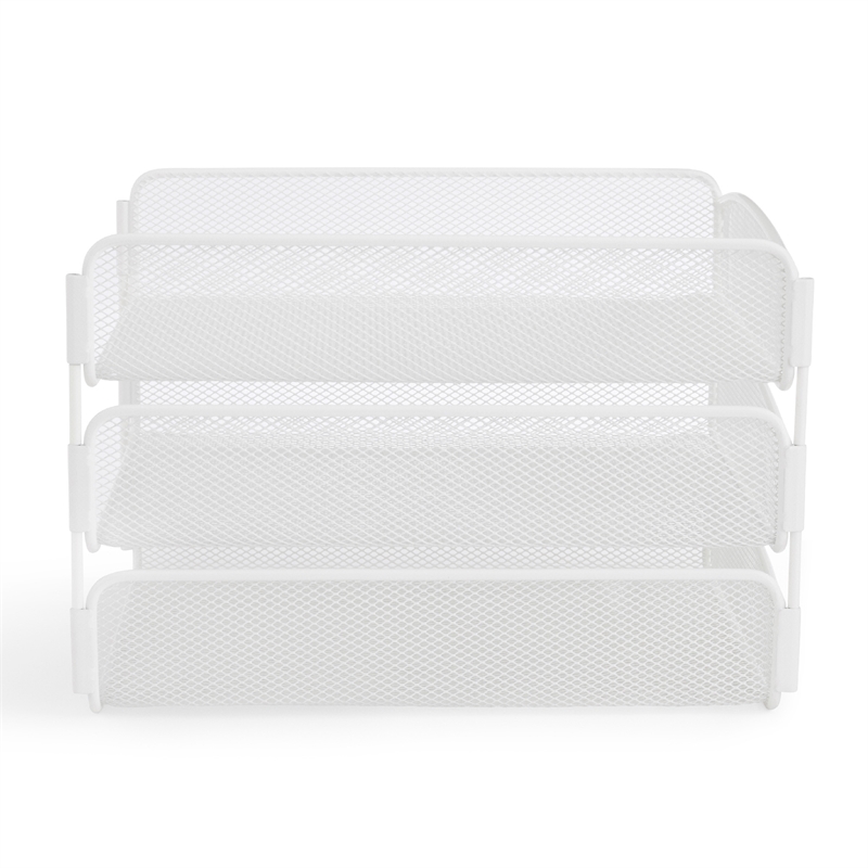 Safco Onyx 3 Tray Steel Metal Desk Organizer in White