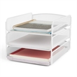 Safco Onyx 3 Tray Steel Metal Desk Organizer in White