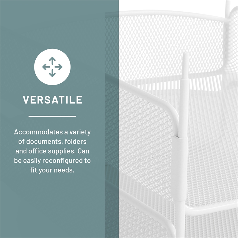 Safco Onyx 3 Tray Steel Metal Desk Organizer in White