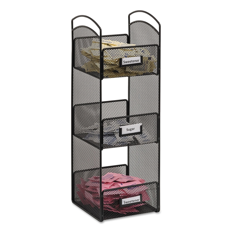 Safco Onyx 3 Tier Break Room Organizer in Black
