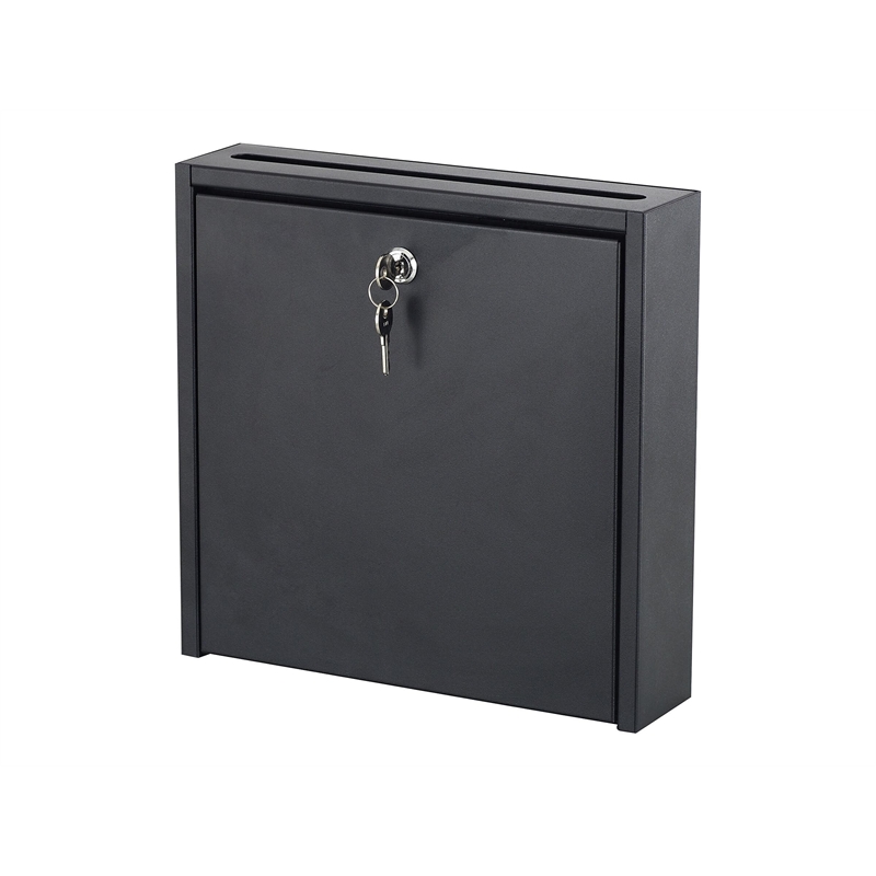 Safco Small Wall-Mounted Mailbox with Lock in Black