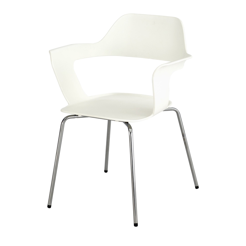 Safco Bandi Shell Stacking Chair in White (Set of 2)