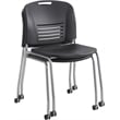 Safco Vy Straight Leg Stacking Chair with Caster in Black (Set of 2)