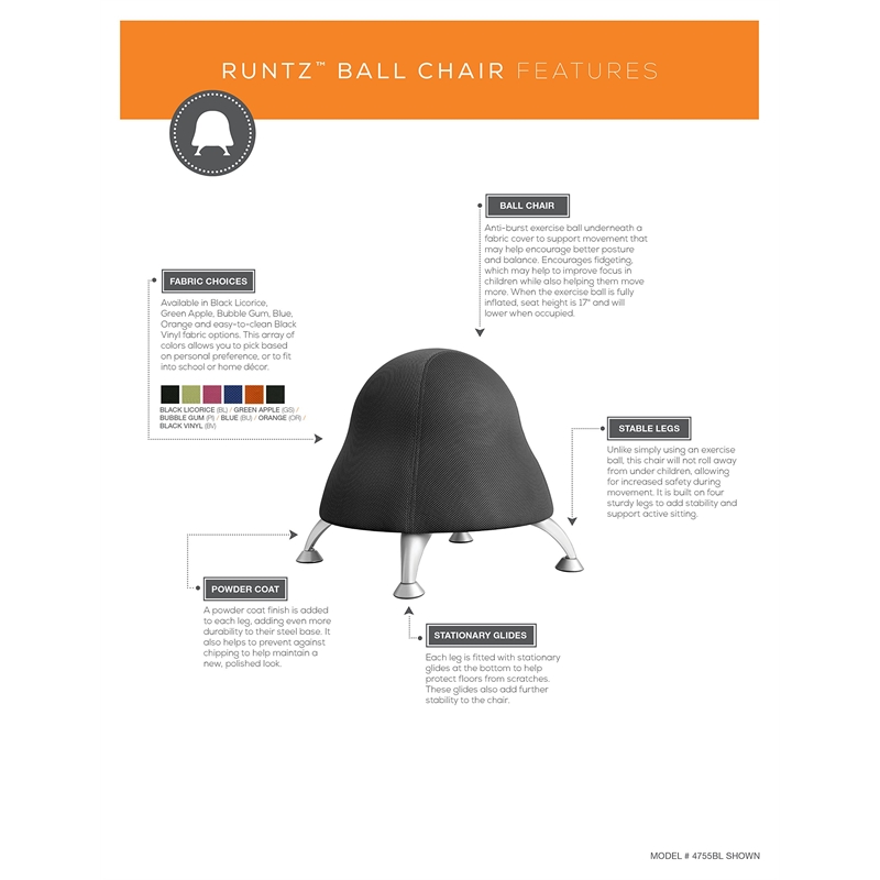 Safco Active Low Profile Vinyl Upholstered Ball Chair in Sour Apple