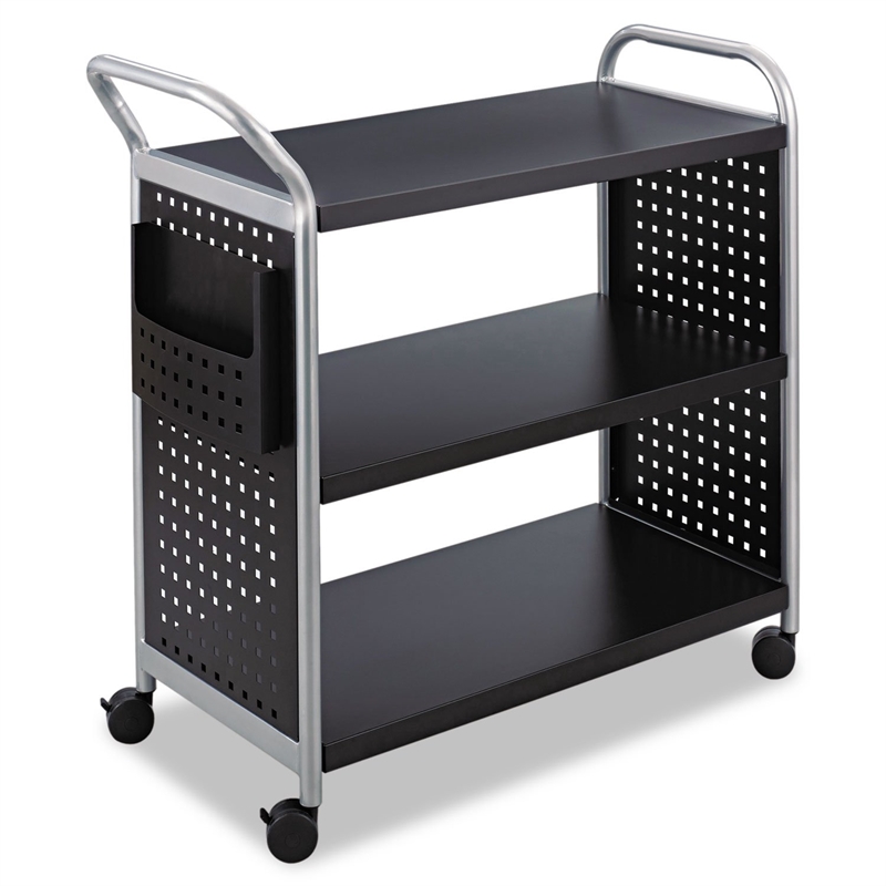 Safco Scoot 3 Shelf Utility Transport Cart in Black
