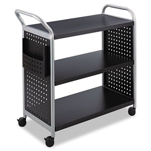 Safco Scoot 3 Shelf Utility Transport Cart in Black