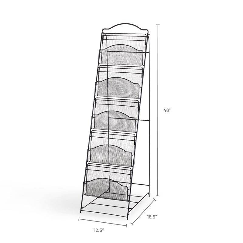 Safco Onyx 5 Pocket Steel Metal Floor Magazine Rack in Black