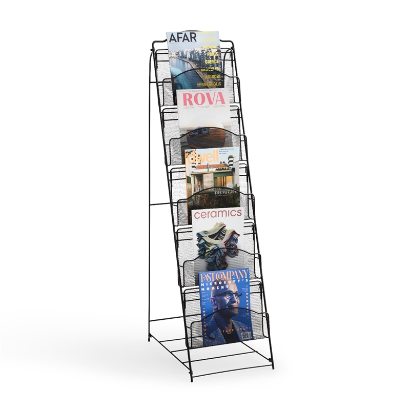 Safco Onyx 5 Pocket Steel Metal Floor Magazine Rack in Black