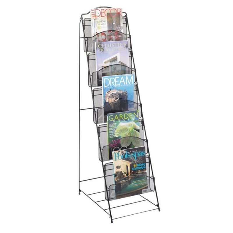 Safco Onyx 360 Degree Rotating Steel Mesh Magazine Stand in Black 