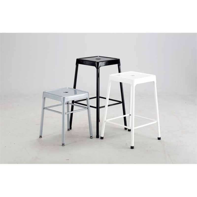 Safco Steel Backless Counter Stool in Glossy Black - 18