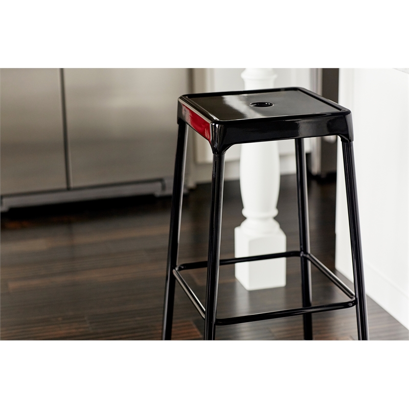 Safco Steel Backless Counter Stool in Glossy Black - 18